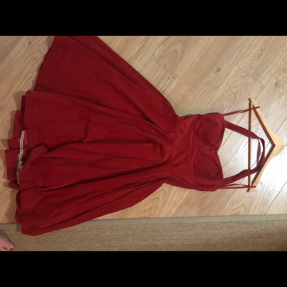 Rust colored baby corduroy full circle dress.